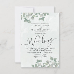 Convite Casamento Rustic Green Eucalyptus Watercolor