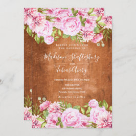 Convite Casamento Rustic Greenery Blush Pink Peony