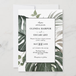Convite Casamento Rustic Greenery Botanical Watercolor