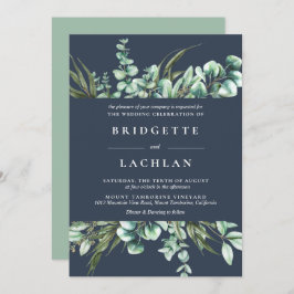 Convite Casamento Rustic Greenery e Eucalyptus Marinho