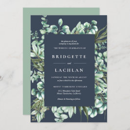Convite Casamento Rustic Greenery e Eucalyptus Marinho