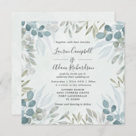 Convite Casamento Rustic Greenery Eucalyptus Watercolor