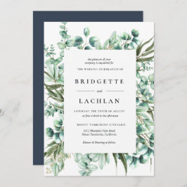 Convite Casamento Rustic Greenery Eucalyptus Watercolor