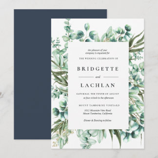 Convite Casamento Rustic Greenery Eucalyptus Watercolor