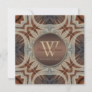 Convite Casamento Rustic Grooves Monograma