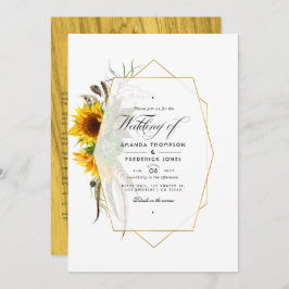 Convite Casamento Rustic Herbarium Sunflower Bohemian