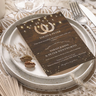 Convite Casamento Rustic Horsfere String Luzes All-in-one