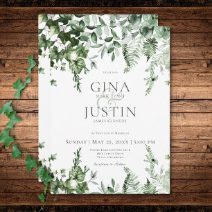 Convite Casamento Rustic Ivy & Sage Greenery