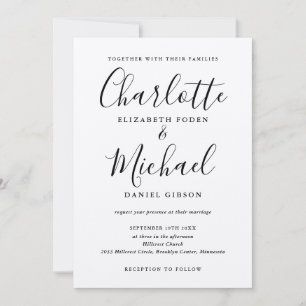 Convite Casamento Rustic Kraft de Script de Assinatura Neg