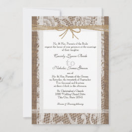 Convite Casamento Rustic Lace and Jute Twine