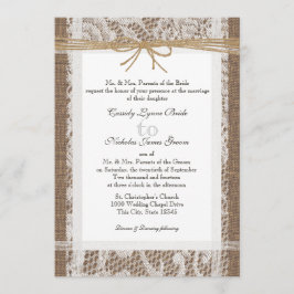 Convite Casamento Rustic Lace and Jute Twine