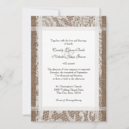 Convite Casamento Rustic Lace e Burlap 7x5