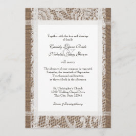Convite Casamento Rustic Lace e Burlap 7x5