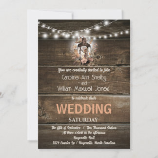 Convite Casamento Rustic Lantern Country Wood Barn
