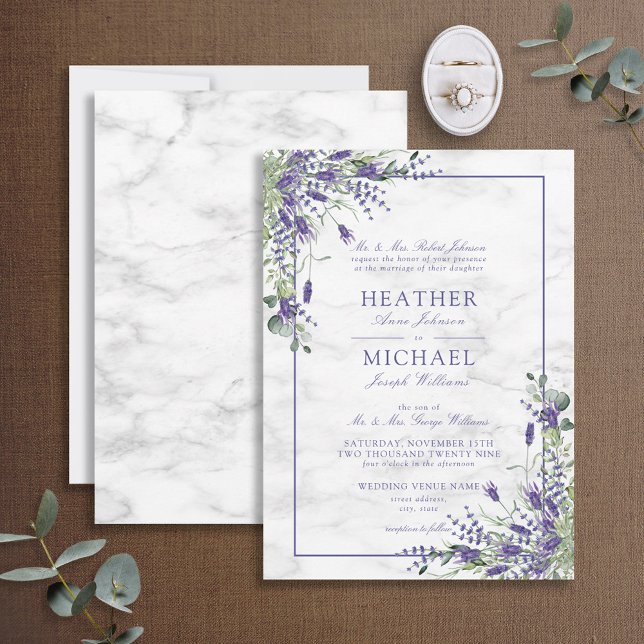 Convite Casamento Rustic Lavanda Eucalyptus Greenery (Criador carregado)