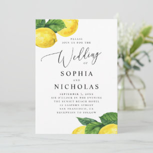 Convite Casamento Rustic Lemon Grove Citro de Aquarela