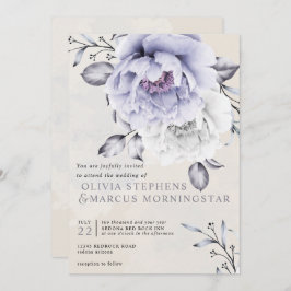 Convite Casamento | Rustic Lilac e Alabaster Peony Floral