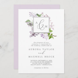 Convite Casamento Rustic Lilac Formal Monograma
