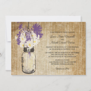 Convite Casamento Rustic Mason Jar e Flores Selvagens