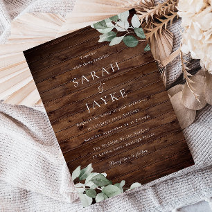 Convite Casamento Rustic Modern Green Leaf
