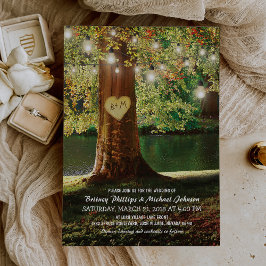 Convite Casamento Rustic Mountain Lake Twinkle Lights