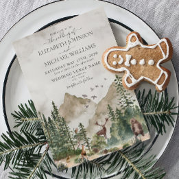 Convite Casamento Rustic Mountain Woodland Forest