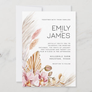 Convite Casamento Rustic Neutral Beige Blush Boho
