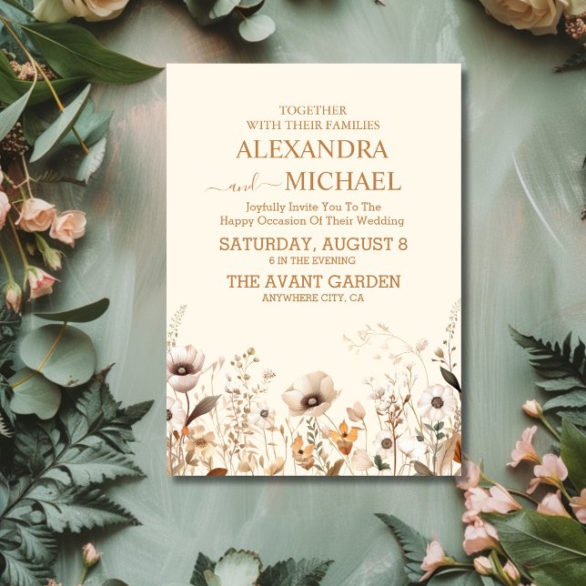 Convite Casamento Rustic Orange Boho Watercolor Blush (Criador carregado)