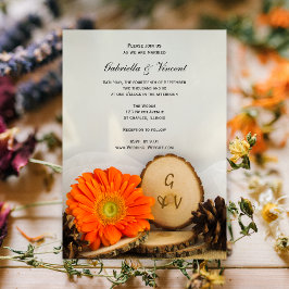 Convite Casamento Rustic Orange Daisy Woods