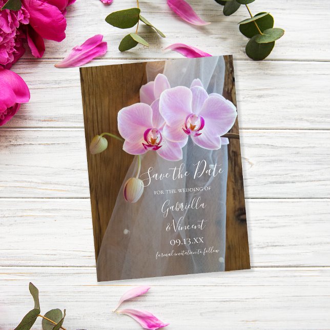 Convite Casamento Rustic Orchid Elegance Barn Salve a Data (Criador carregado)