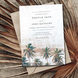 Convite Casamento Rustic Palm Tree Beach