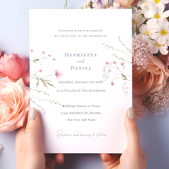 Convite Casamento Rustic Pastel Watercolor Rosa (Criador carregado)