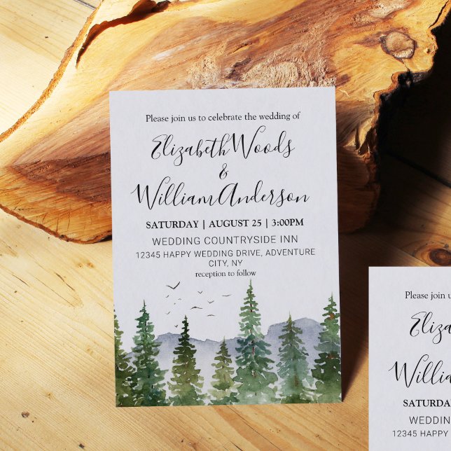 Convite Casamento Rustic Pine Forest (Criador carregado)