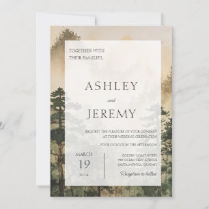 Convite Casamento Rustic Pine Tree Forest Mountain