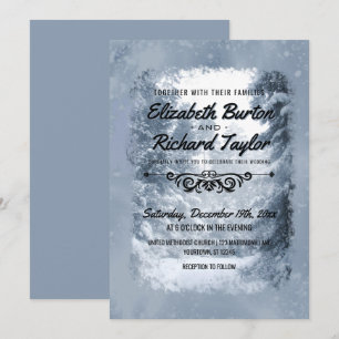 Convite Casamento Rustic Pine Trees Blue Winter Wonderland