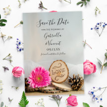 Casamento Rustic Pink Daisy Woodland Salve a Data