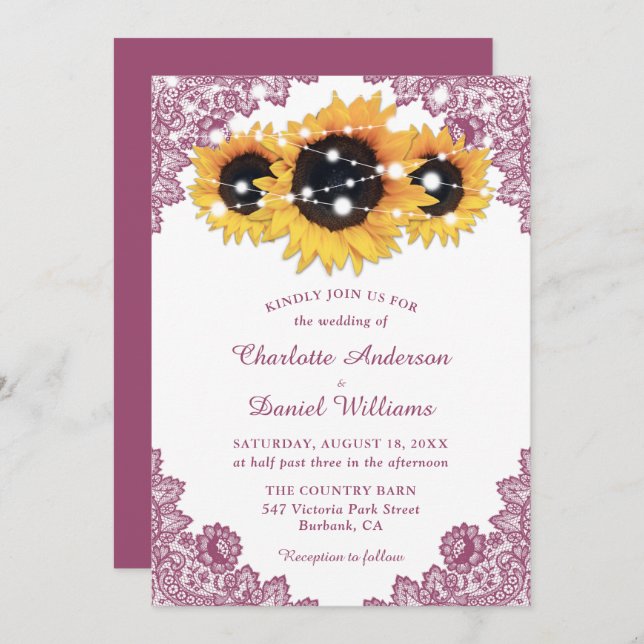 Convite Casamento Rustic Pink e Sunflower (Frente/Verso)