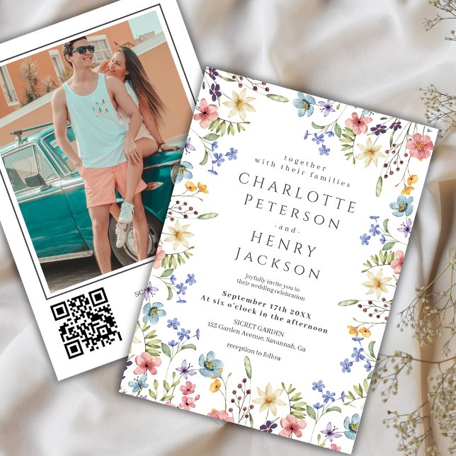 Convite Casamento Rustic Primavera Elegant Wildflower (Criador carregado)