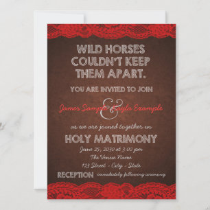 Convite Casamento Rustic Red and Brown Country