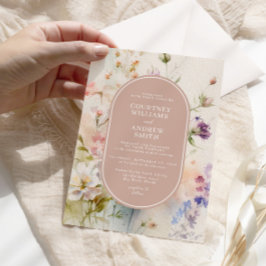 Convite Casamento Rustic Retro Watercolor