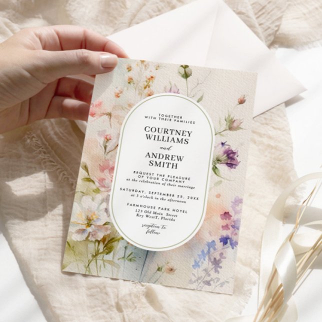 Convite Casamento Rustic Retro Watercolor (Criador carregado)