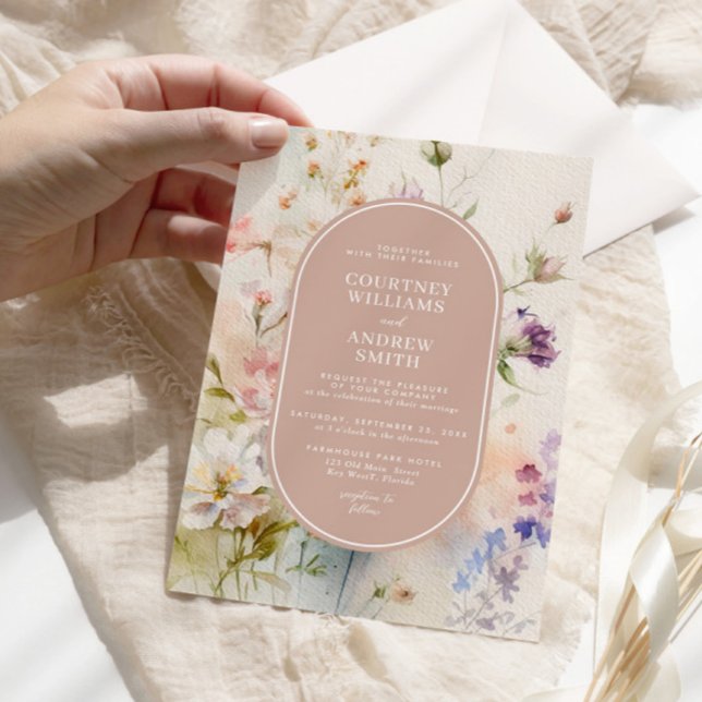 Convite Casamento Rustic Retro Watercolor (Criador carregado)