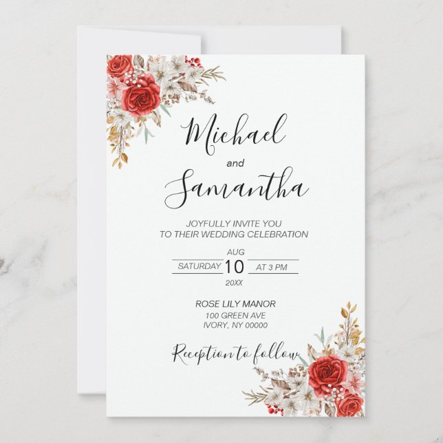 Convite Casamento Rustic Rosa Country (Frente)