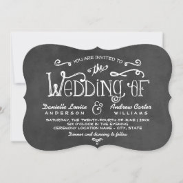Convite Casamento Rustic Script Black Chalkboard