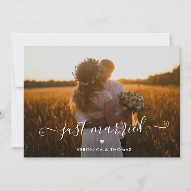 Convite Casamento Rustic Script Photo Elopement (Frente)
