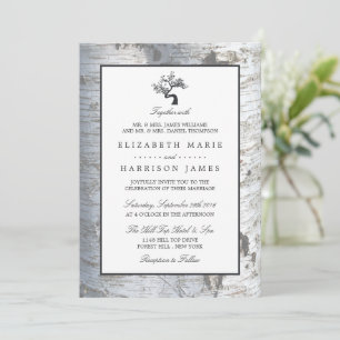 Convite Casamento Rustic Silver Birch Tree