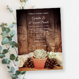 Convite Casamento Rustic Succulents and Barn Wood