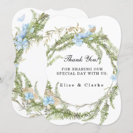 Convite Casamento Rustic Summer Fern Wreath Obrigado Cartõ