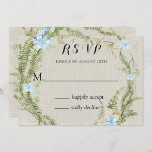 Convite Casamento Rustic Summer Fern Wreath Rsvp