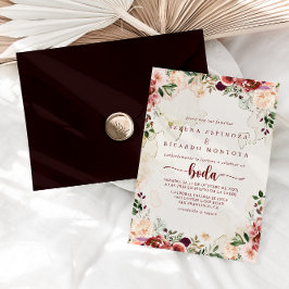 Convite Casamento Rustic Summer Floral Calliografia Espanh